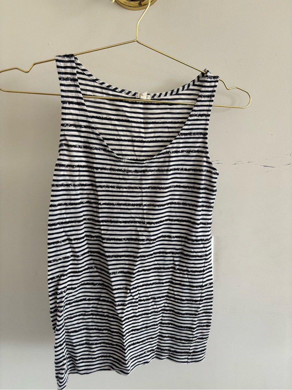 J.Crew XXS Striped Sequin Tank Top Navy White Sleeveless